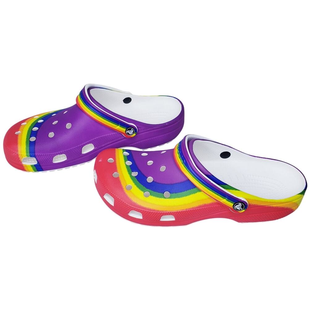 Crocs Classic Clogs Rainbow Dye Multicolor Men's Size 12 Comfort Slip On Shoes